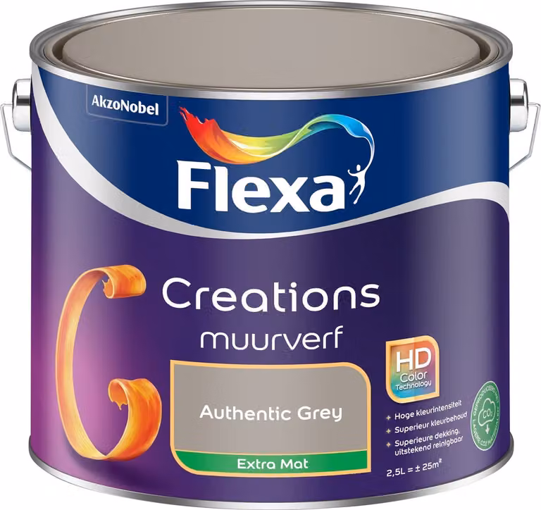 Flexa Creations Muurverf Extra Mat - Authentic Grey - 2,5 L