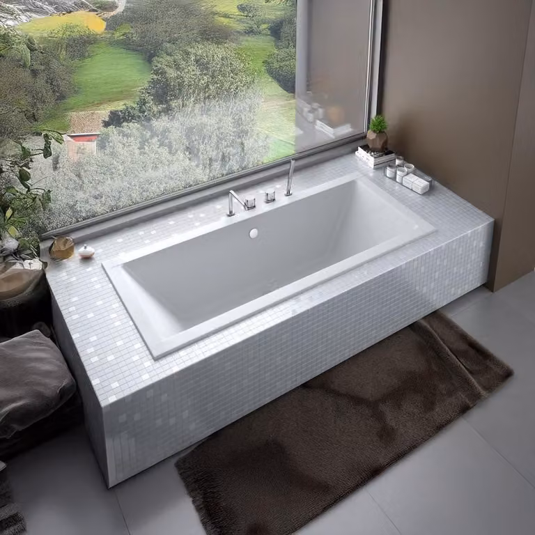 Badland Quadro Slim Badkuip, rechthoekig, 175 x 80 cm, complete 4-in-1 set met isolatie, sifon en poten