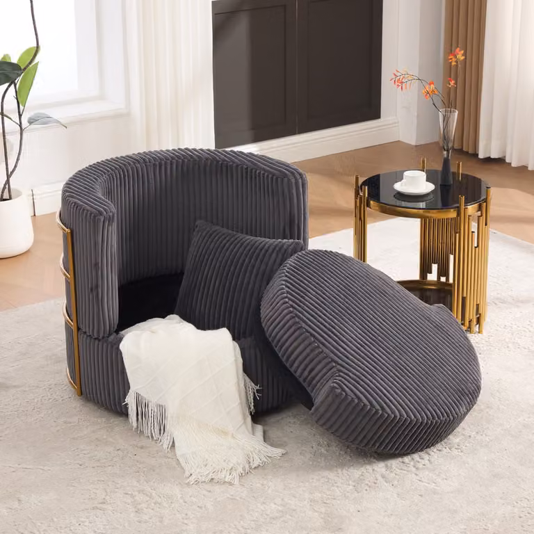 STILVORA Fauteuil met opbergruimte, 360 graden draaibaar, grijs, B/D/H: 79 x 76 x 78 cm