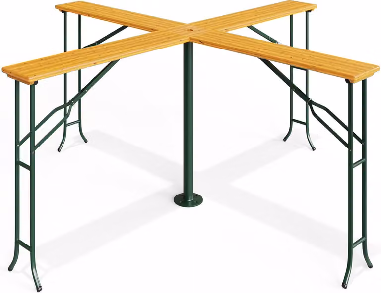 Deuba Tuintafel Quattro XXL Biertafel met Hoge Parasolhouder, Inklapbaar, Hout en Staal
