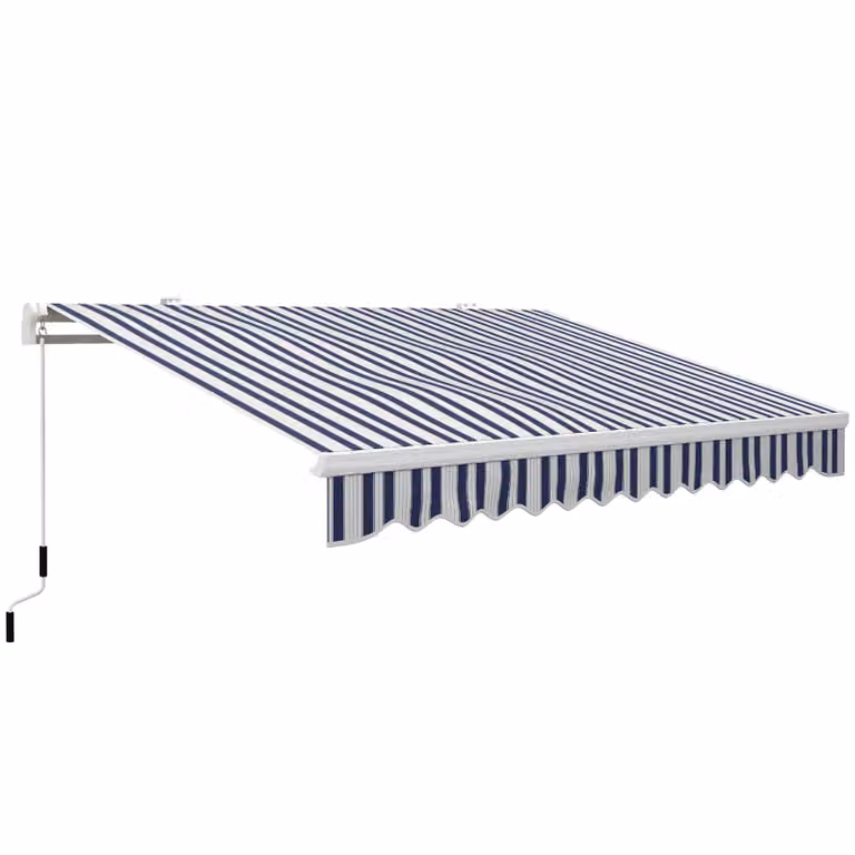 Outsunny Knikarmaluifel met handslinger, weerbestendig, wit en blauw, 395 x 245 cm