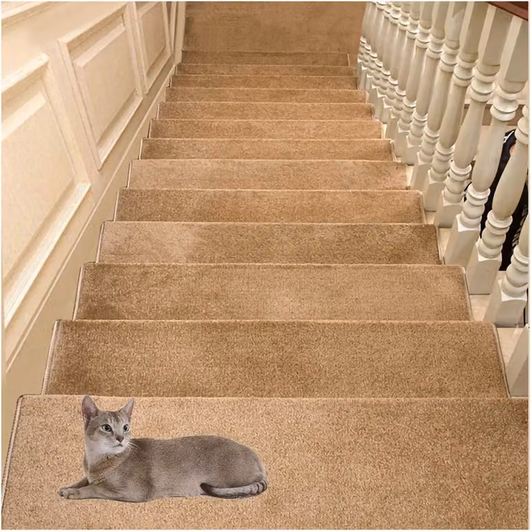Set van 5 antislip traptapijttegels voor het beschermen van je trap - Khaki