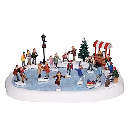 Lemax Kerstdorp met schaatsvijver en geluid