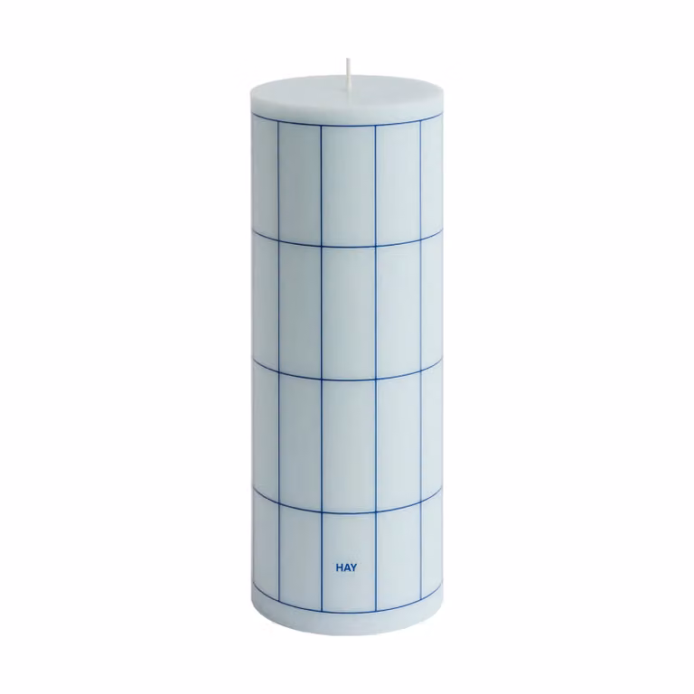 HAY Column Candle Blokkaars Large 25 cm Lichtblauw Blue Grid Check