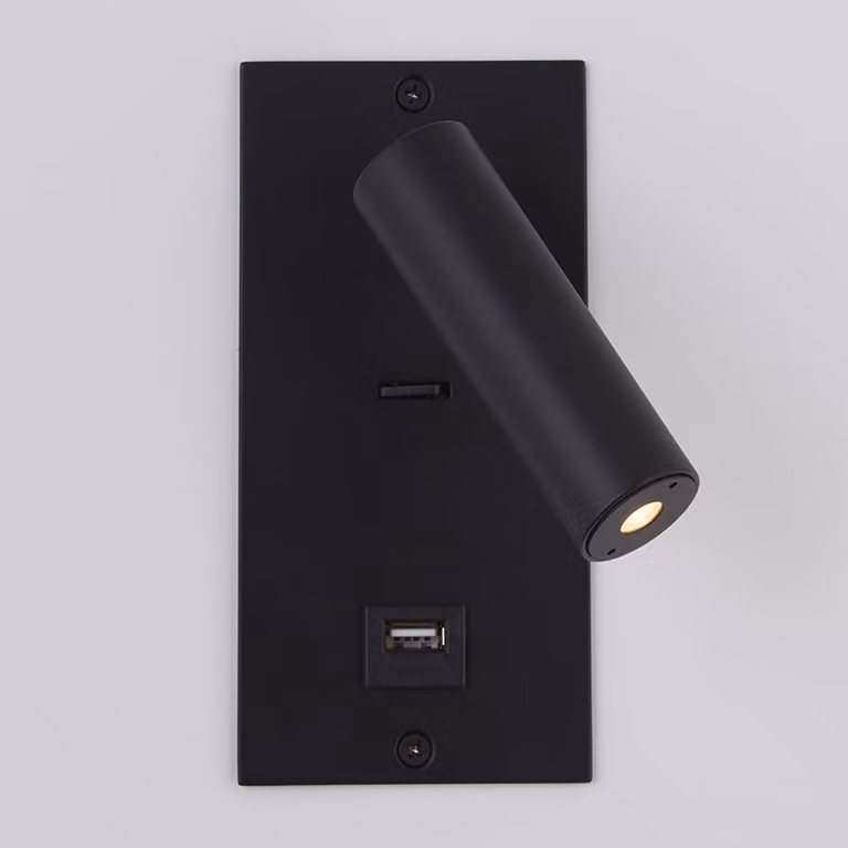 Lyora Victoria Inbouwbedlampje met USB - Zwart