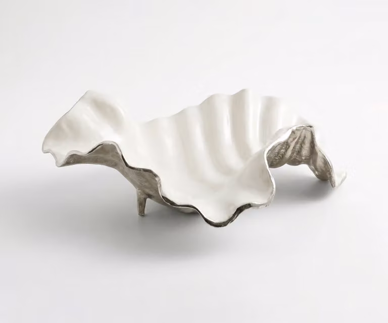 Delife Schaal Almira Handgemaakt Aluminium Platin Opal B: 49 cm, D: 45 cm, H: 18 cm