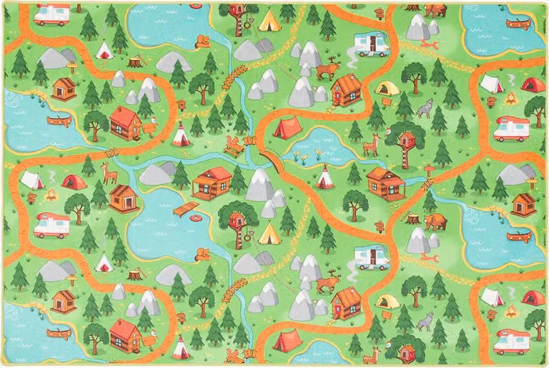 Snapstyle Vloerkleed voor Kinderen met Campingthema