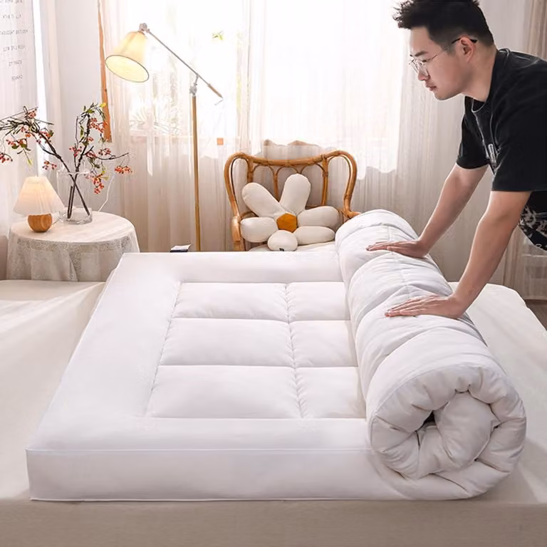 Wit Futon Matras Slaapmat Topper met Extra Dikke Vulling 150 x 200 cm