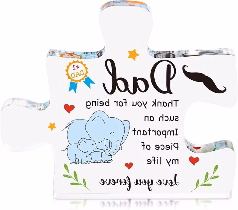 Inovra Plus Acryl Plaquette - Persoonlijk Cadeau voor Vaderdag of Verjaardag - Unieke Puzzelvormige Woondecoratie met Gravure
