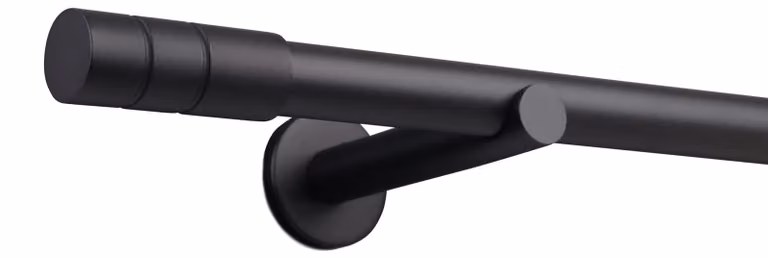 Deco-Raum gordijnroede op maat, zwart mat, eindstuk cilinder, diameter: 25 mm, lengte: 210 cm