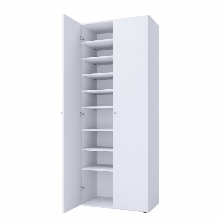 home24 Multifunctionele kast type A wit/wit, H x B x D: 180 x 71 x 39 cm