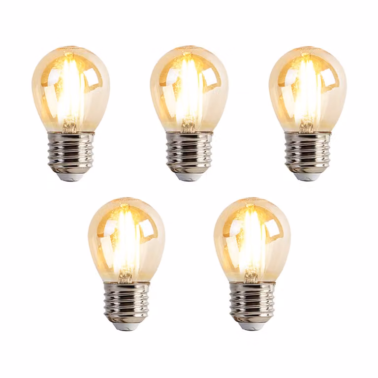 Set van 5 LUEDD E27 dimbare LED lampen P45 Goldline 3,5W 330 lm 2100K