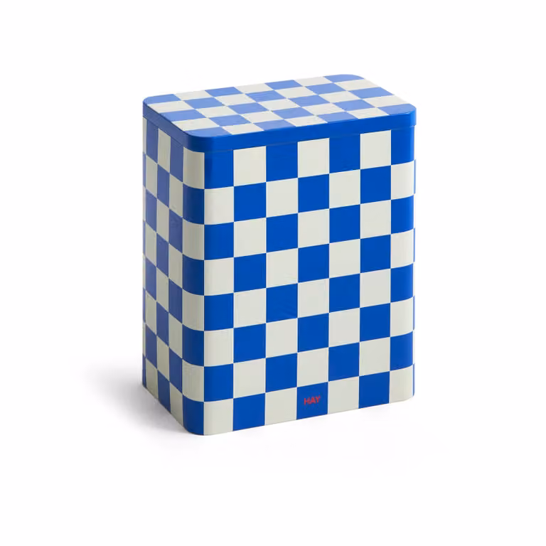 HAY Tin Container voorraadpot large blauw-wit van metaal