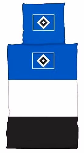 HSV Hamburger SV Dekbedovertrek Set met Kussensloop, Blauw Wit Zwart, 135 x 200 cm, 80 x 80 cm