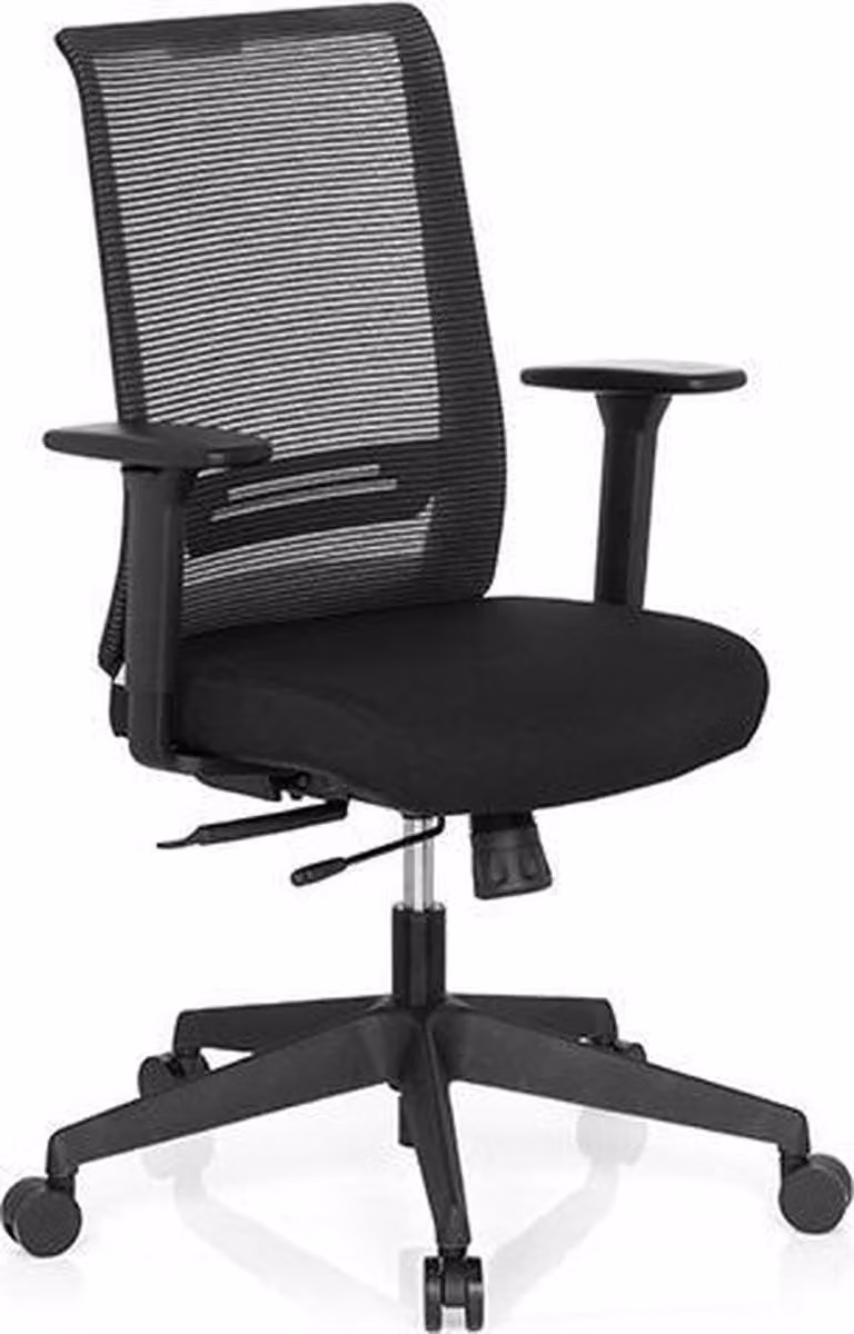 HJH Office Bureaustoel CONISTON Net/Stof zwart met armleuningen