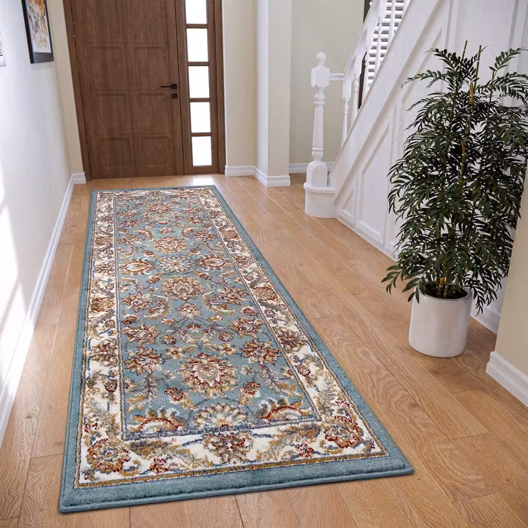 home24 Oosters vloerkleed Reni turquoise/hemelsblauw B/D: 80 x 240 cm