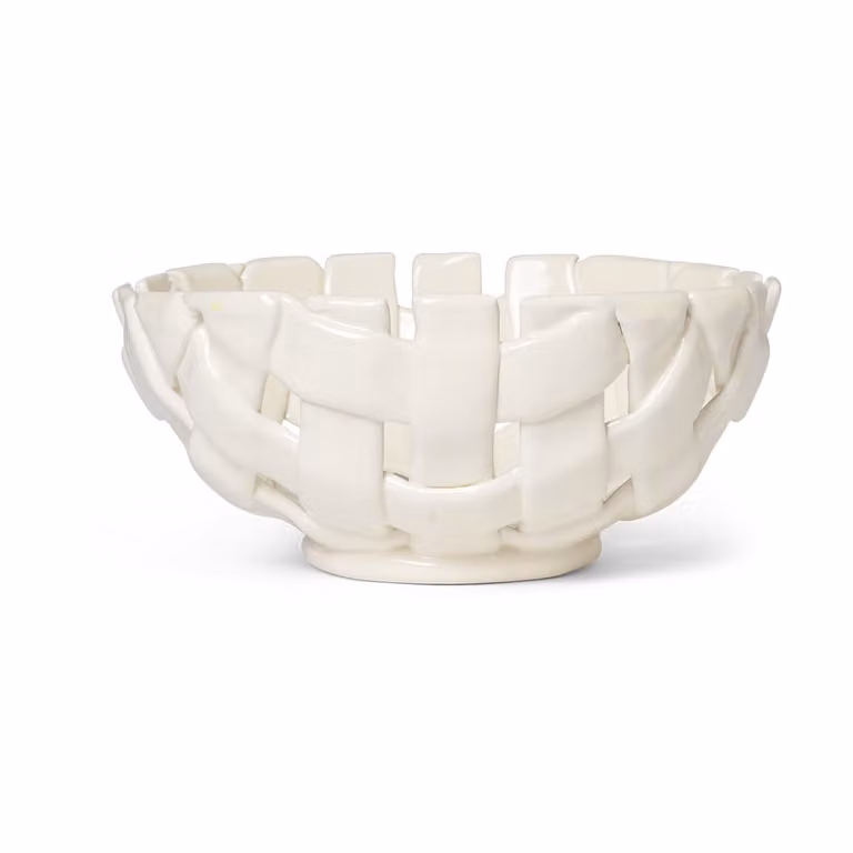 Ferm Living Plait keramieken kom, wit, Ø 24 cm