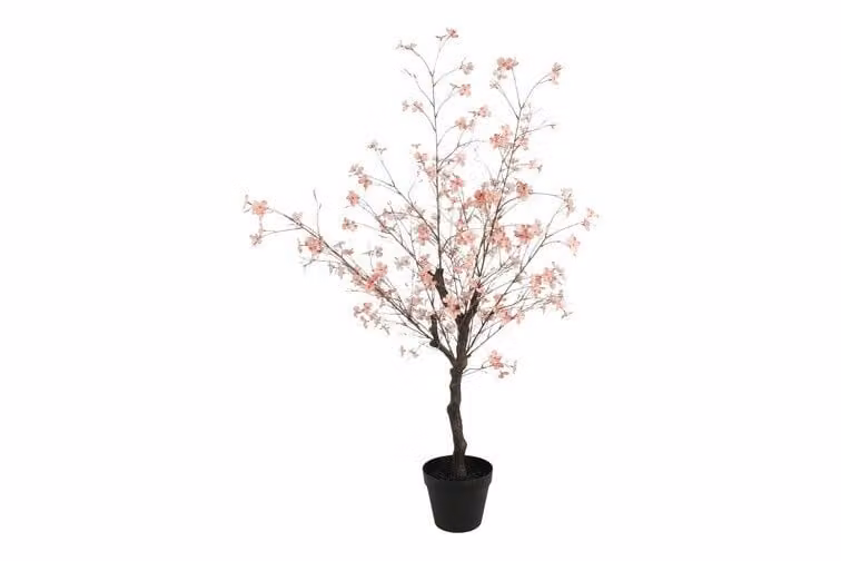 Countryfield zijden Pyrus S plant met roze bloesem, 110 cm