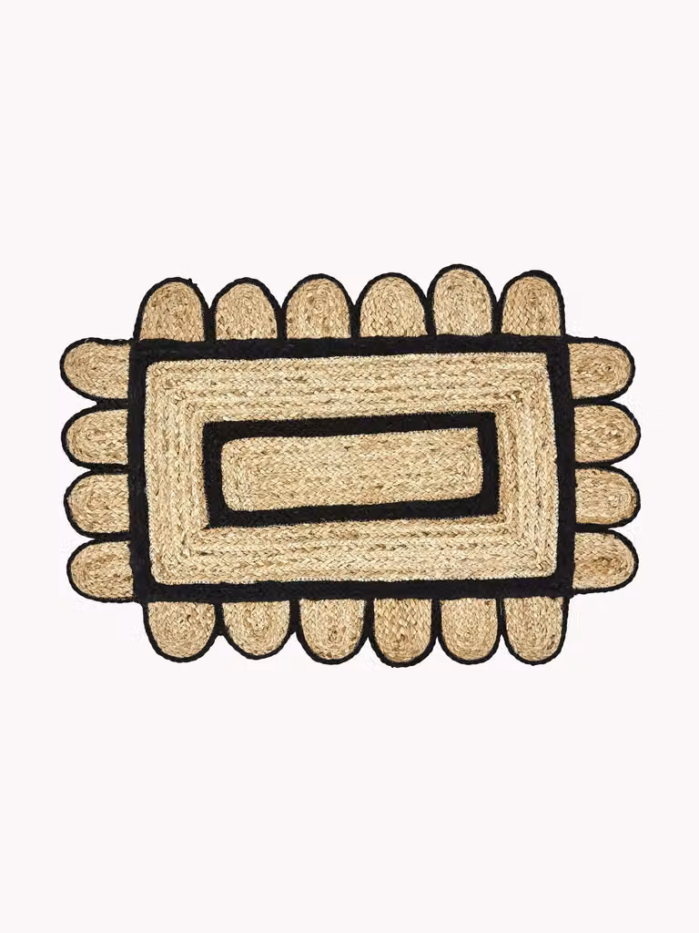 House Doctor Handgemaakte juten deurmat Denta, beige, 90 x 60 cm