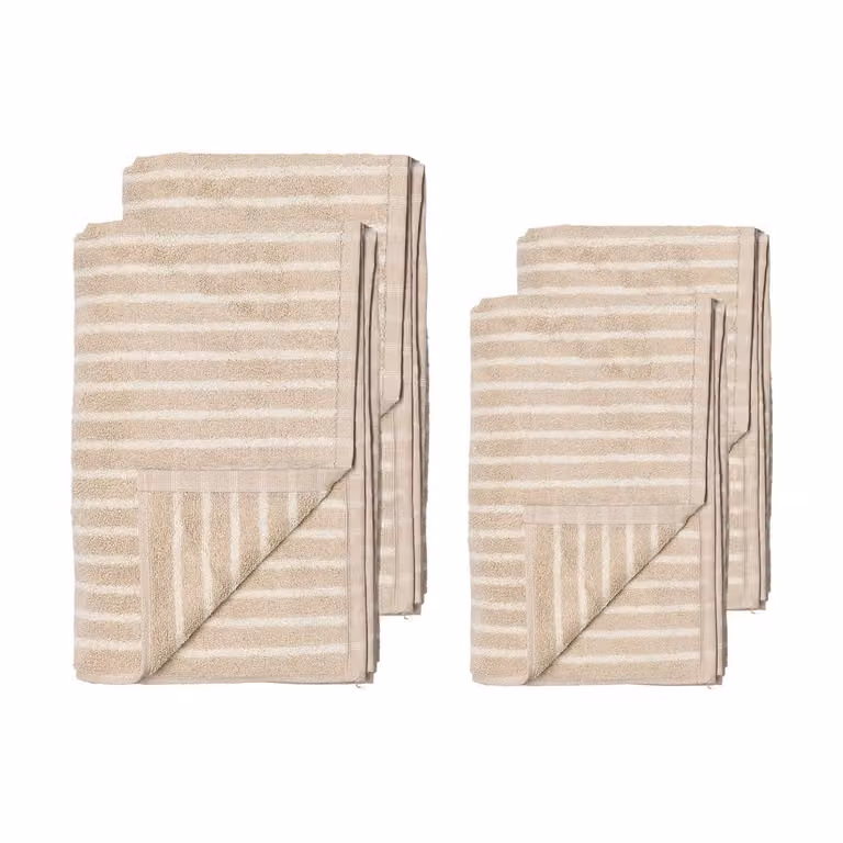 Scandi Living Drift handdoekenset 4-delig - Beige-wit