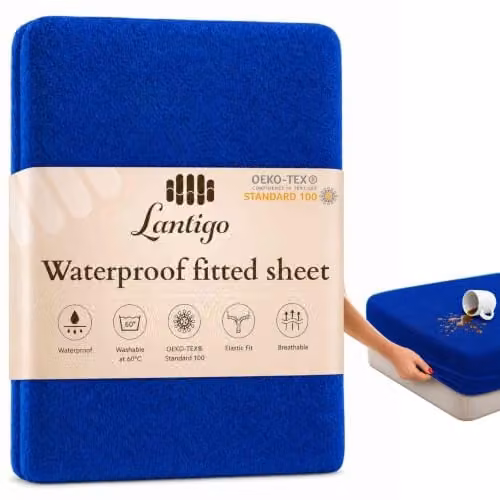 Lantigo Waterdicht Badstof Hoeslaken Korenblauw 70 x 140 cm