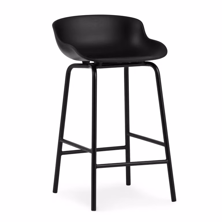 Normann Copenhagen Hyg barkruk met metalen poten, Zwart