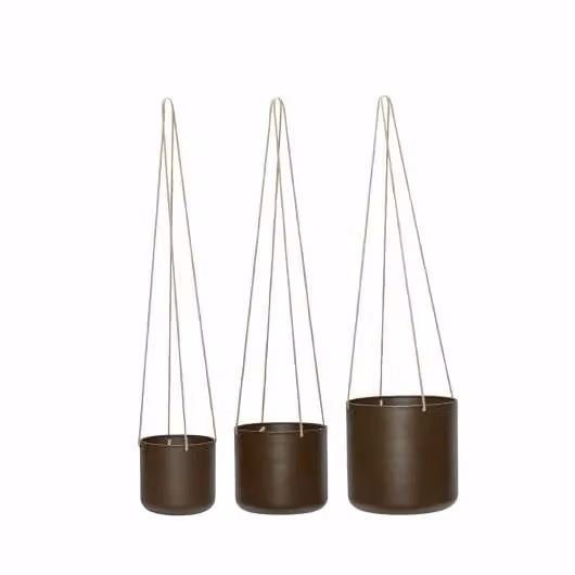 Hubsch Bloom set van 3 hangende bloempotten - Bruin