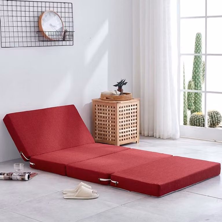 Opvouwbaar schuimmatras gastematras met hoge dichtheid Rood B/D/H: 80 x 200 x 8 cm