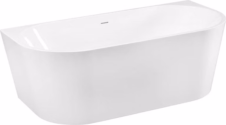 Megagoods Aloni Halfvrijstaand Bad - Glanzend Wit - B/D/H: 170 x 78 x 58 cm - Inclusief Afvoerset en Click Waste
