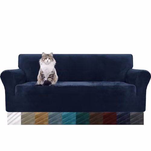 MAXIJIN Bankovertrek voor 3-zits bank, dik fluweel, marineblauw