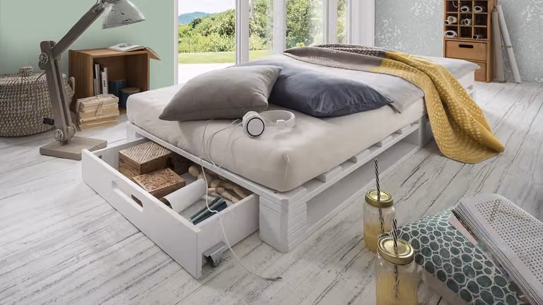 Bedroomshop Palletbed voor volwassenen met lades, 90 x 200 cm