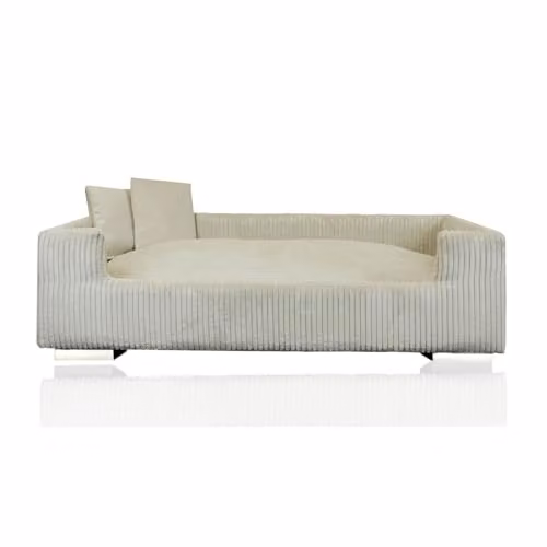 Rohrschneider Hondensofa met hoge rand en 2 decoratieve kussens, Corduroy, Beige, B: 90 cm, D: 57 cm, H: 26 cm