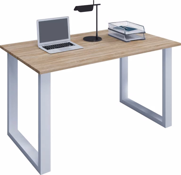 VCM Lona U Houten bureau met metalen poten H 76 x B 140 x D 80 cm