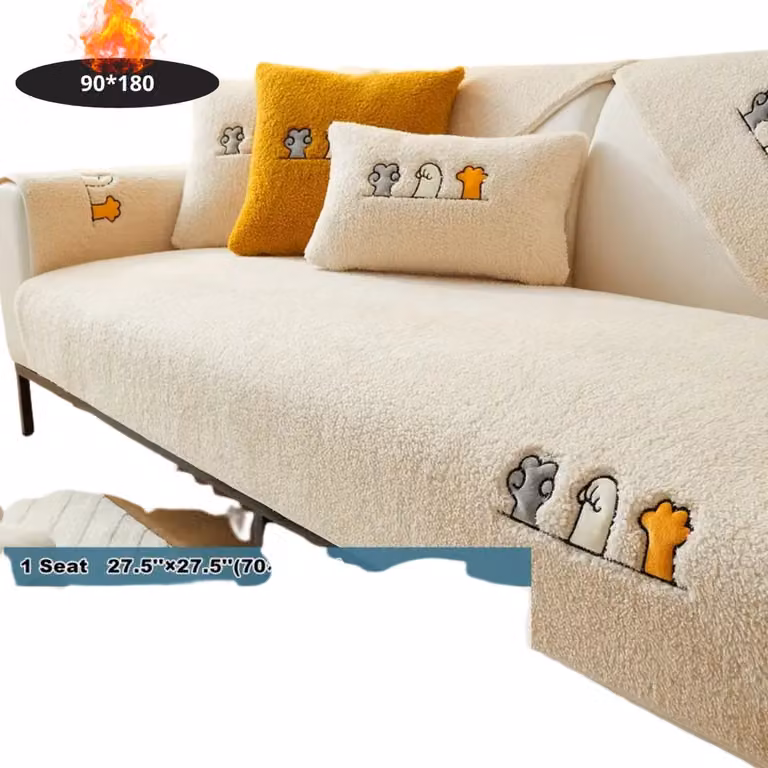 Livano Bankhoes Bankbeschermer Stretch Pluche Wit 3 Zits B: 180 cm x H: 90 cm