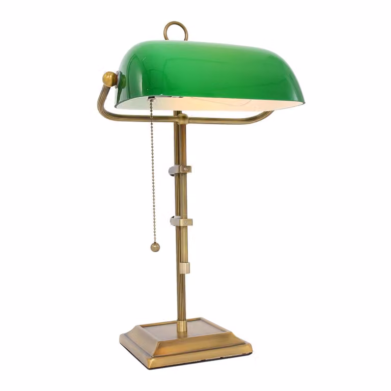Steinhauer Bankierslamp Ancilla brons met groen glas