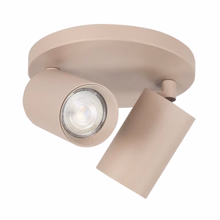Highlight Mila 2-lichts opbouwspot rond in beige en bruin met Ø 17 cm
