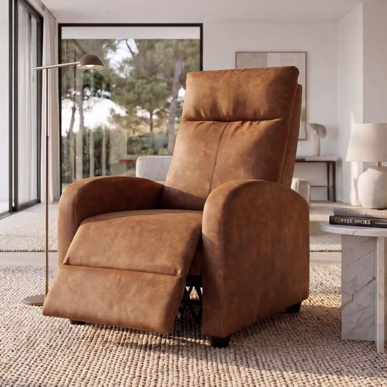 Mendler Tv-fauteuil HWC-F76 met verstelbare ligfunctie in vintage imitatie suède