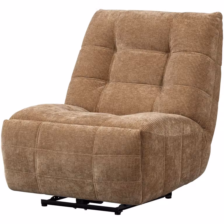 WOOOD Hein Elektrische Relaxfauteuil - Geweven Ribstof - Lichtbruin/Beige