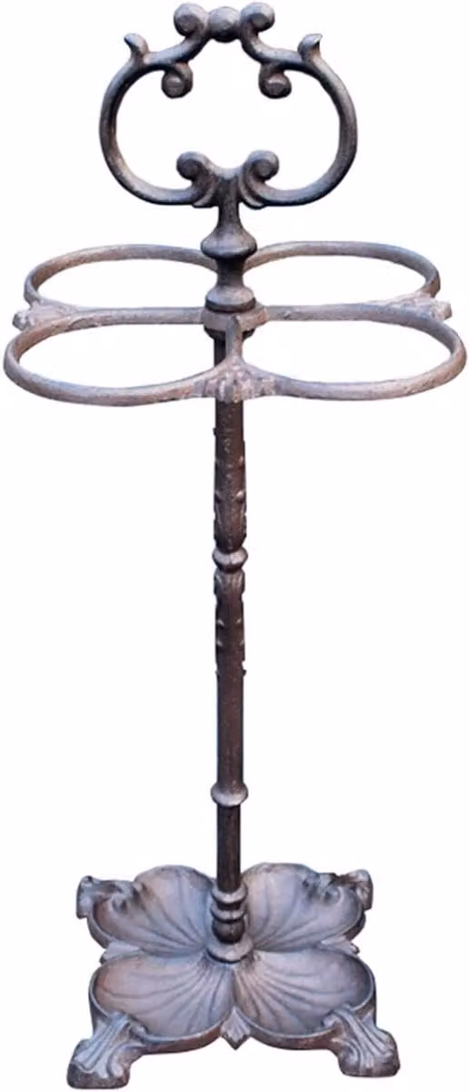 Handgemaakte wit gietijzeren paraplustandaard voor het organiseren van je entree, Hoogte: 61 cm