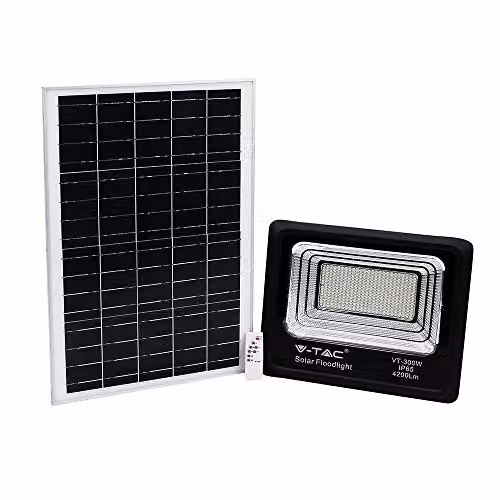 V-TAC VT-300W 94027 LED zonnepaneel schijnwerper, koelwit (6000K), zwart
