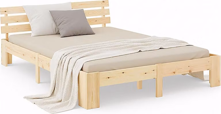 Homestyle4u Tweepersoonsbed van massief grenenhout, Natuur, 180 x 200 cm
