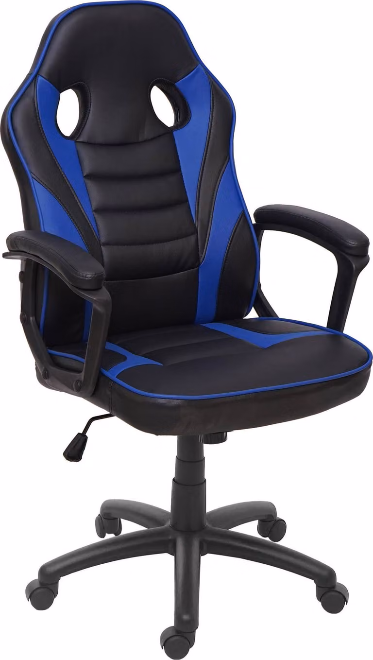 Mendler Gaming Stoel met Armleuningen en Zwenkwielen, Zwart/Blauw