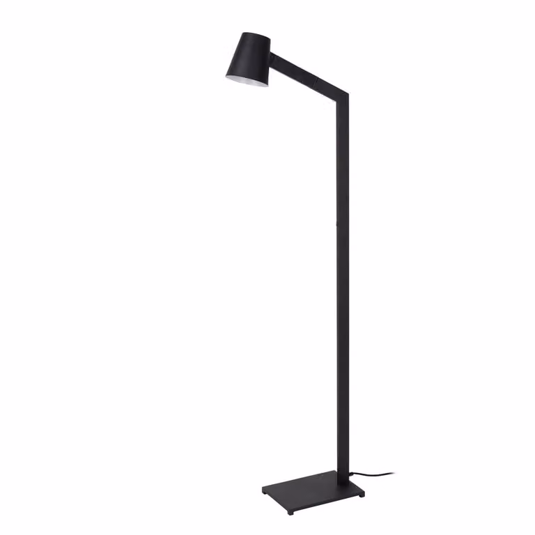Lucide Mizuko design vloerlamp zwart metalen leeslamp met conische kap