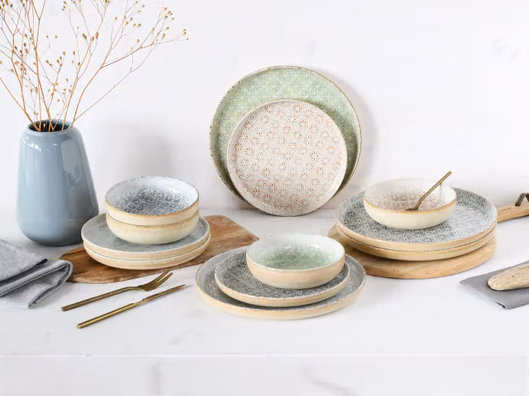 CreaTable Uno Emiliana Mix 12-delige servieset van aardewerk voor 4 personen, multicolor, B/D/H: 40 x 36 x 42 cm