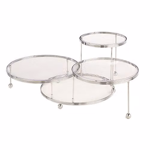 Wilton Taartstandaard met 3 Niveaus, Metalen Taartstandaard met Transparante Platen voor Bruidstaarten, Cakes en Desserts