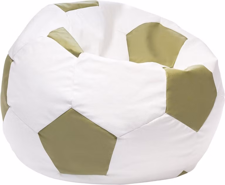 Waterafstotende Zitzak Stoel en Poef Fauteuil in Olijfgroen met Faux Leather - B/D/H: 90 x 55 cm