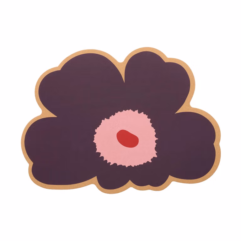 Marimekko Unikko placemat Cork-plum-pink-cranberry