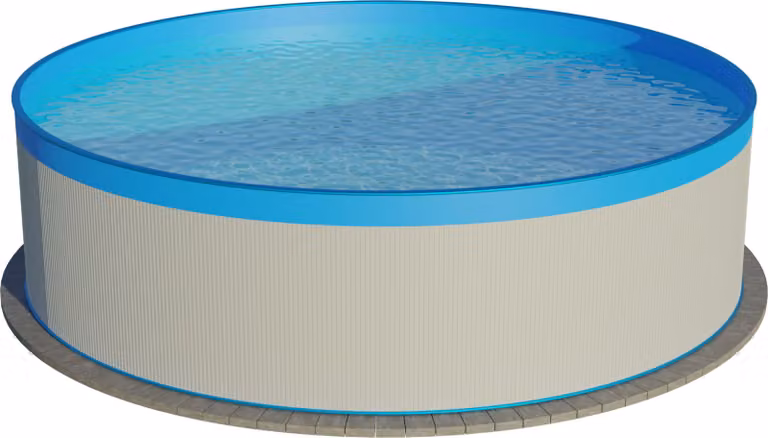 Waterman Rond Stalen Wandzwembad, Wit en Blauw, B/D/H: 350 x 350 x 90 cm