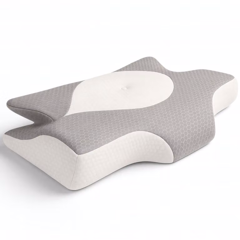 SHAPEVITAL OrthoStar Orthopedisch Hoofdkussen - Ergonomisch Traagschuim Vlinderkussen - Wit/Grijs