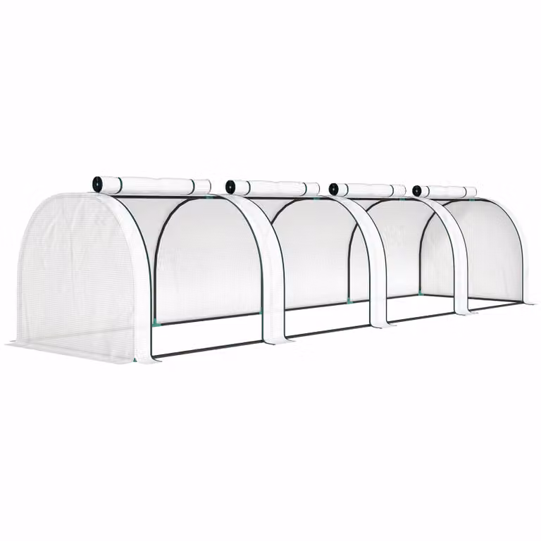 Outsunny Kweekkas winterbestendige foliekas met oprolbare ritsdeur wit B/D/H: 395 x 100 x 80 cm